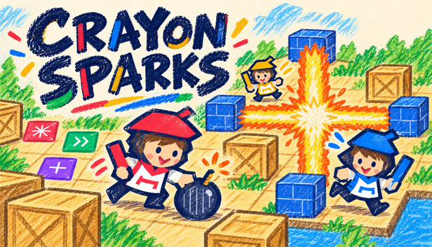 Crayon Sparks 的蜡笔手绘竞技场与炸弹角色